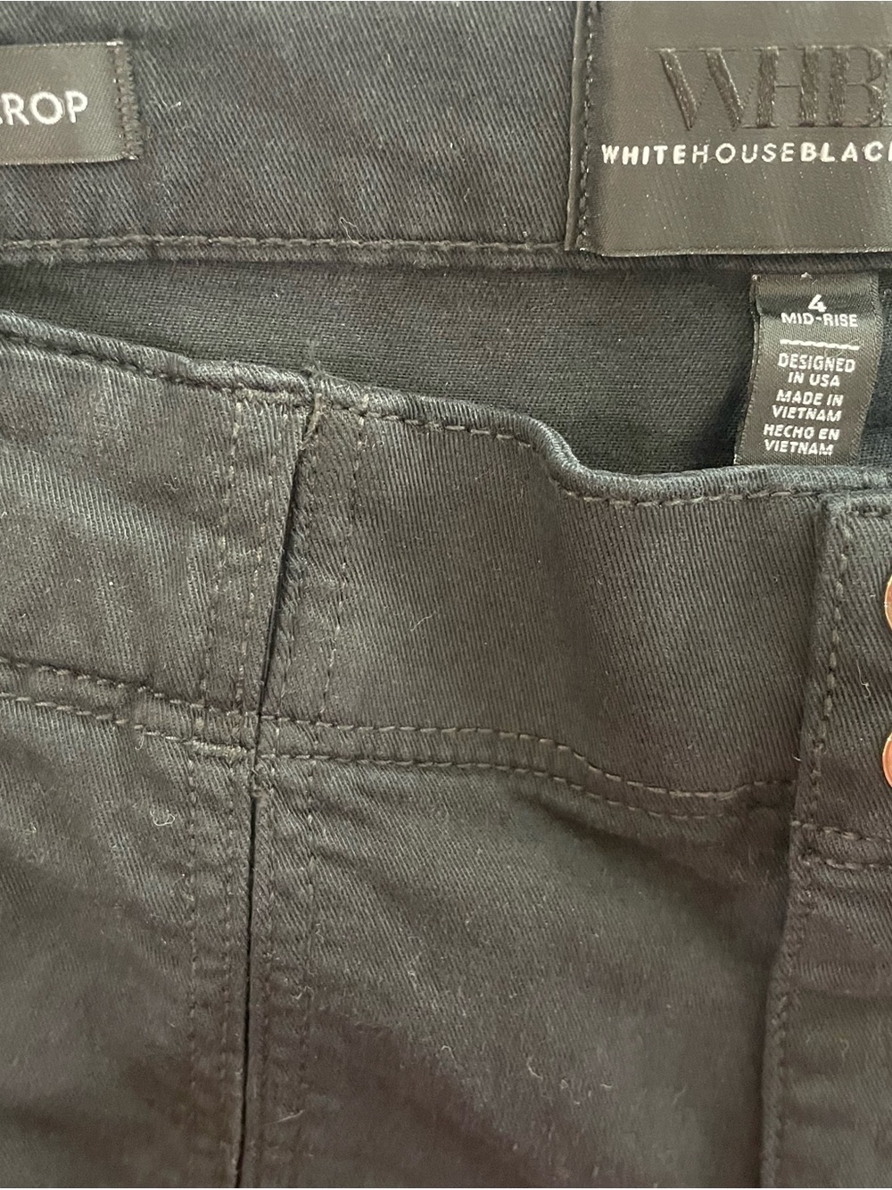 White House Black Market Mid-Rise Straight Crop Pants Size 4 Black Stretch - Picture 10 of 11